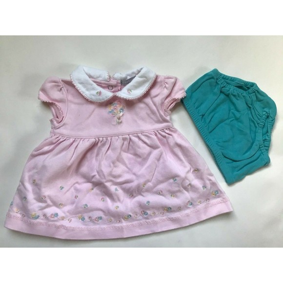 Girl's Size 6M 3-6 Months Two Piece Pink Floral Embroidered Carter's Dress + DC - Picture 1 of 8